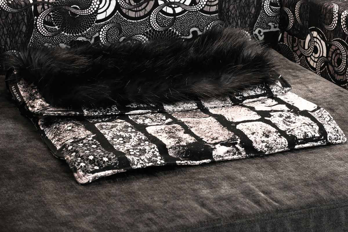 Couverture pour chat « Metis » Black Moon - Tissu Jean-Paul Gaultier