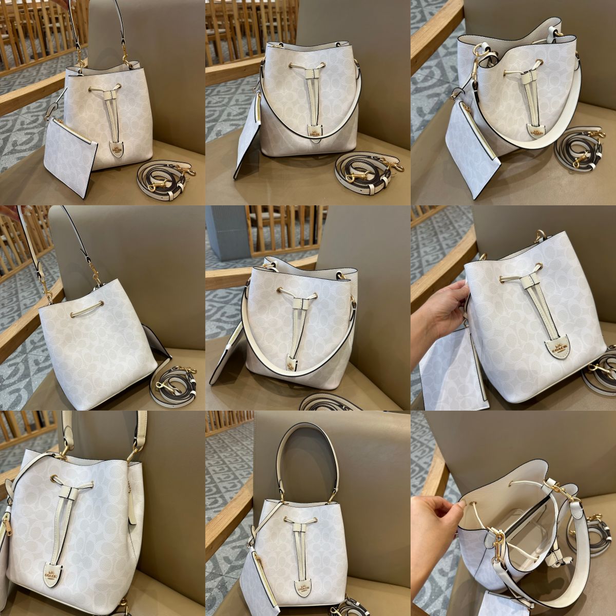 Women Handbag CEL14 CDY21 CBH06 CBH07 CDA92 CEA23 ROWAN BUCKET BAG IN PRETTY SIGNATURE CANVAS