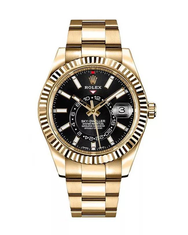 Rolex 326238 Sky-Dweller Yellow Gold Men's Black Dial Watch【1:1 Replica】