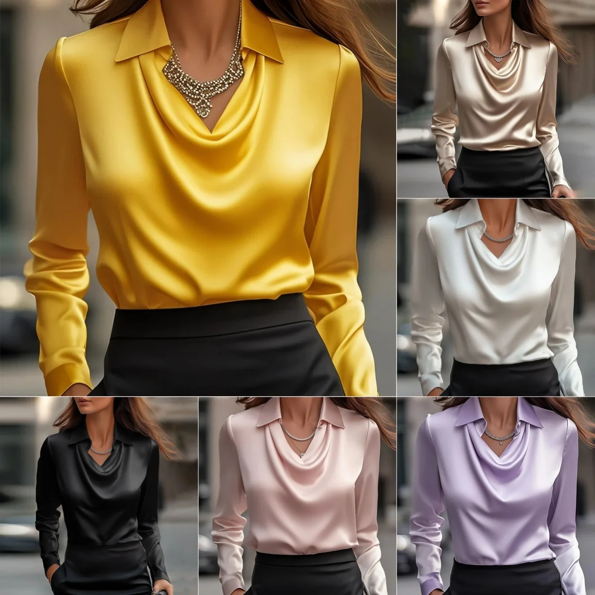 Chemisier Élégant en Satin – Style Minimaliste et Chic