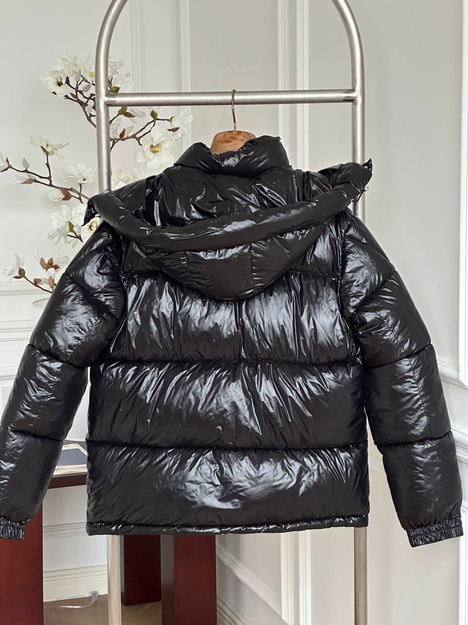MONCLER Maya Detachable Hood Shiny Down Jacket