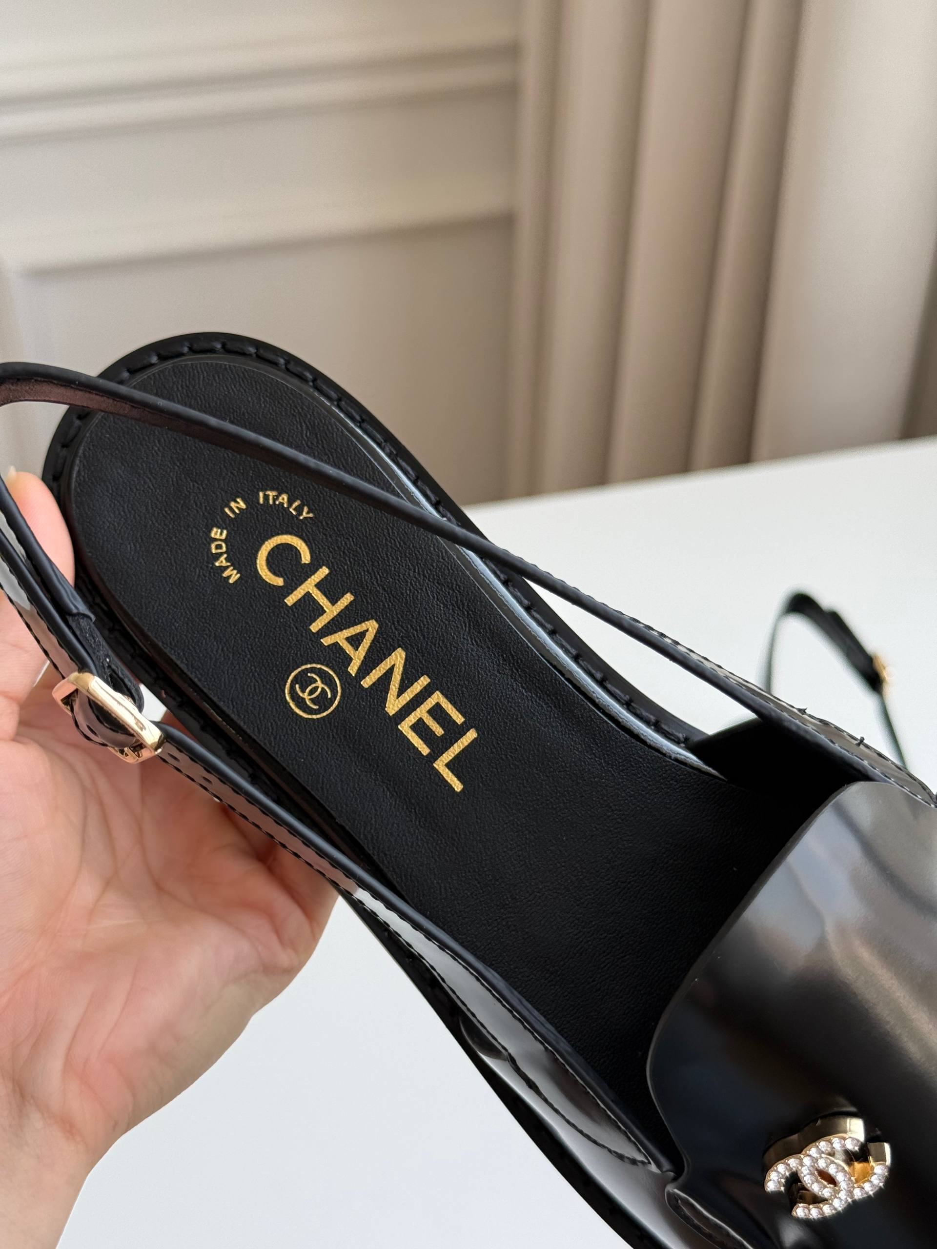 Chanel Calfskin Slingback Loafers with Crystal CC Logo