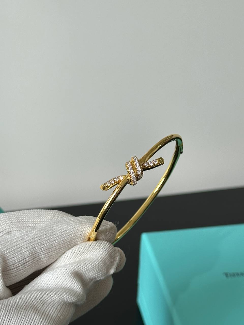 Tiffany & Co. Tiffany Knot 18K Yellow Gold Double Row Diamond Bangle