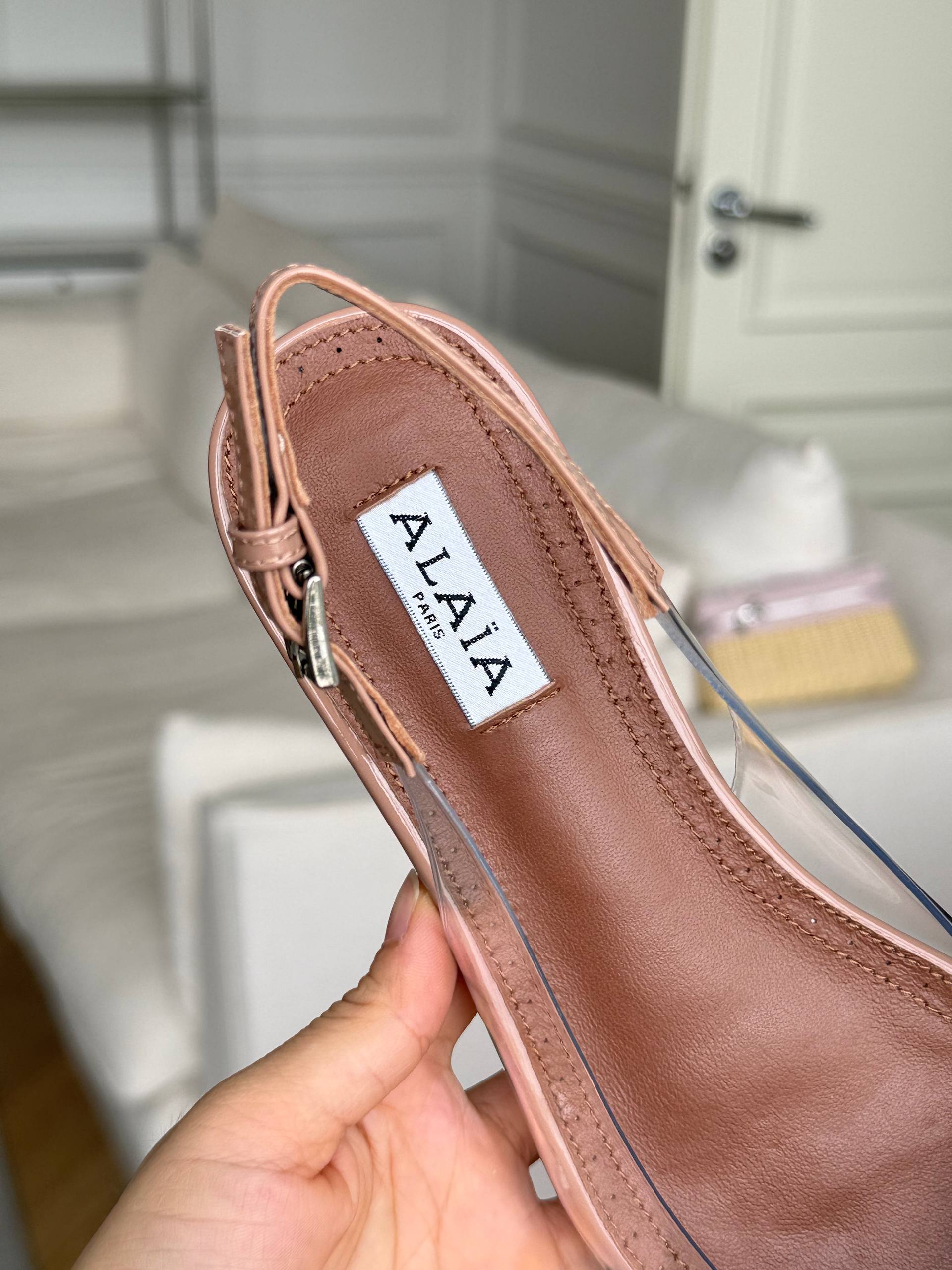 ALAÏA Heart Patent Leather PVC Slingback Flats