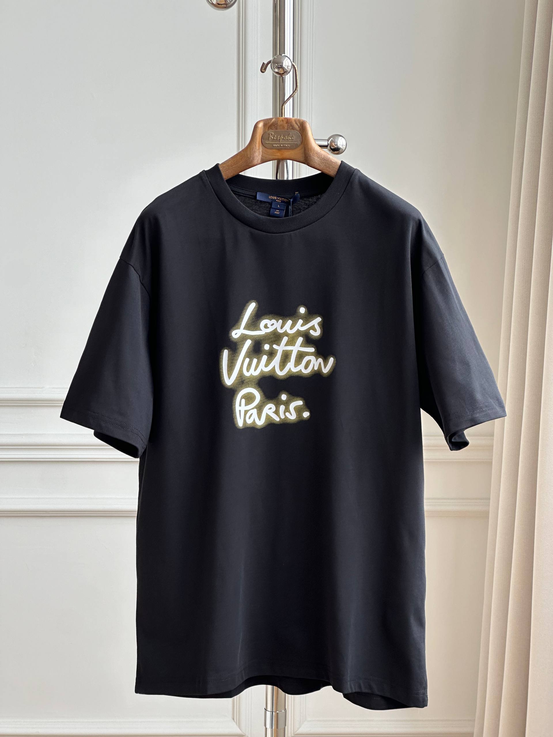Louis Vuitton Handwriting Graffiti Logo Black Oversized Short Sleeve T-shirt