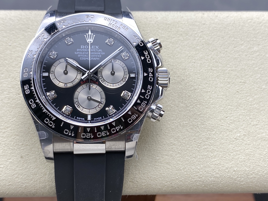 Rolex Daytona 116519 White Gold Automatic Black Dial Diamonds 40mm Mens Replica Watch