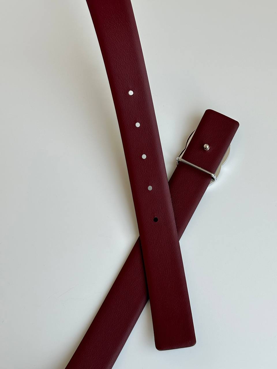 Chanel Reversible Black & Burgundy Smooth Leather Belt With Silver Interlocking CC Buckle