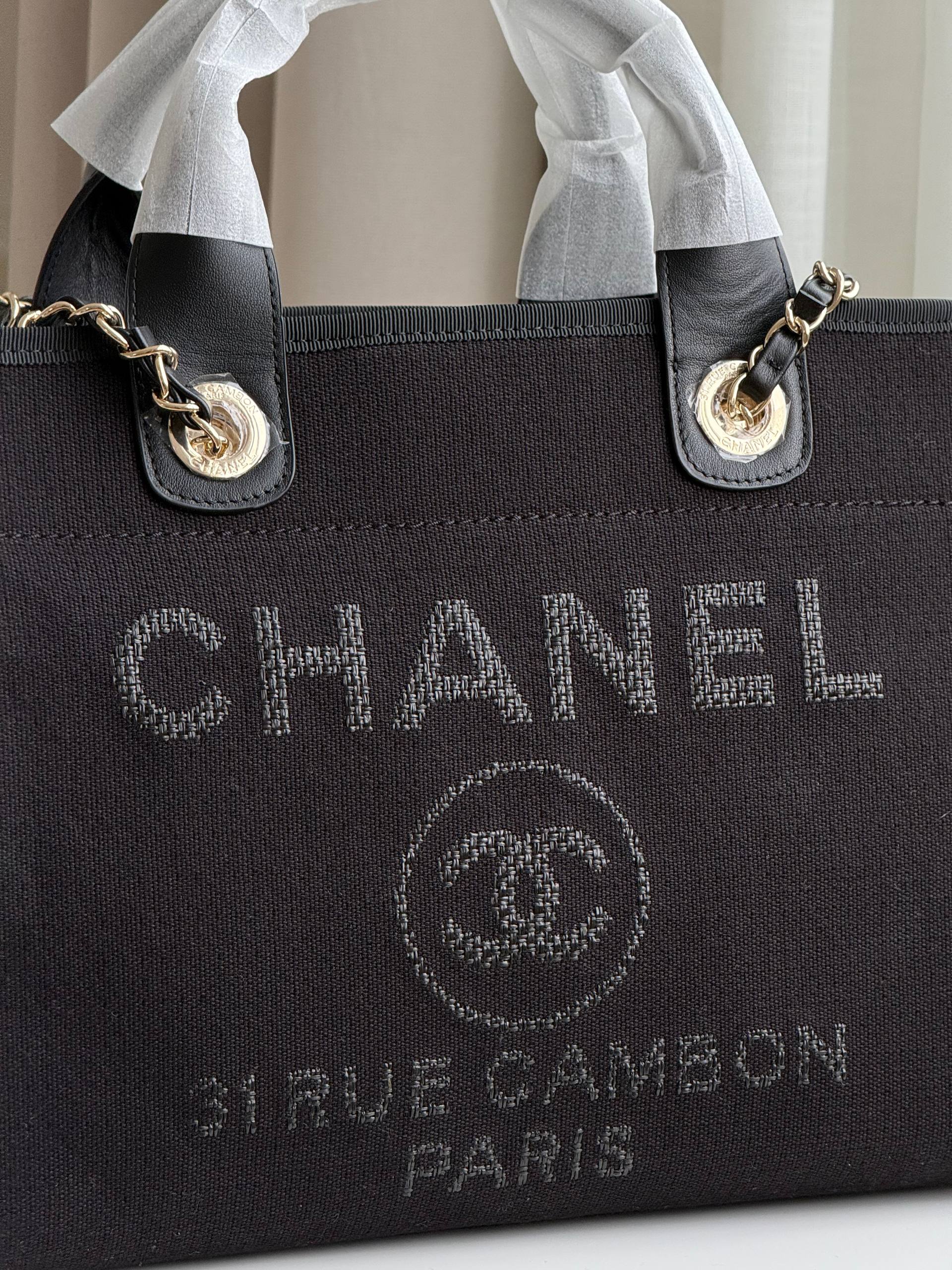 Chanel Mini Deauville Canvas Tote Handbag