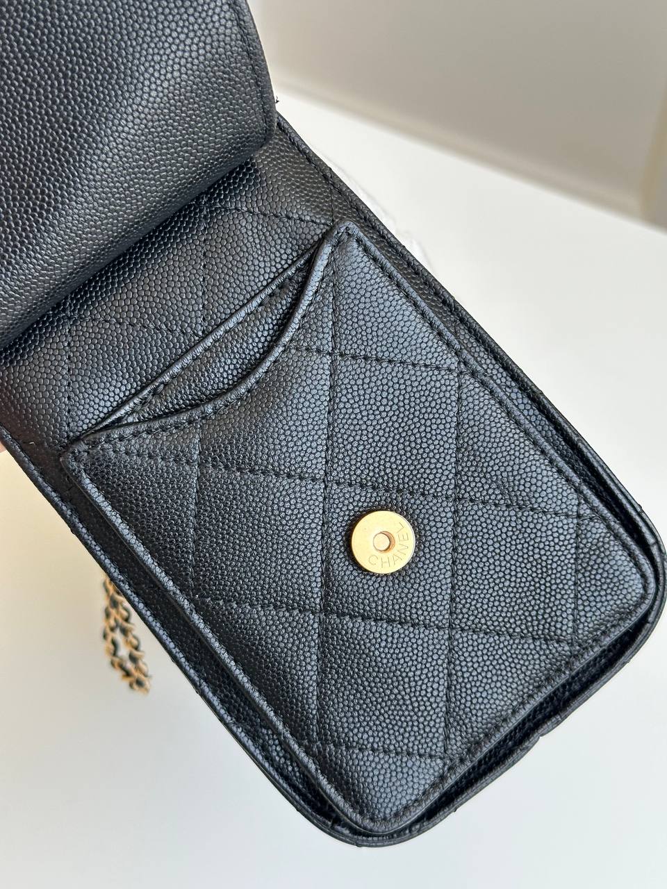 CHANEL Black Caviar Quilted Drawstring Bucket Bag with CC Logo