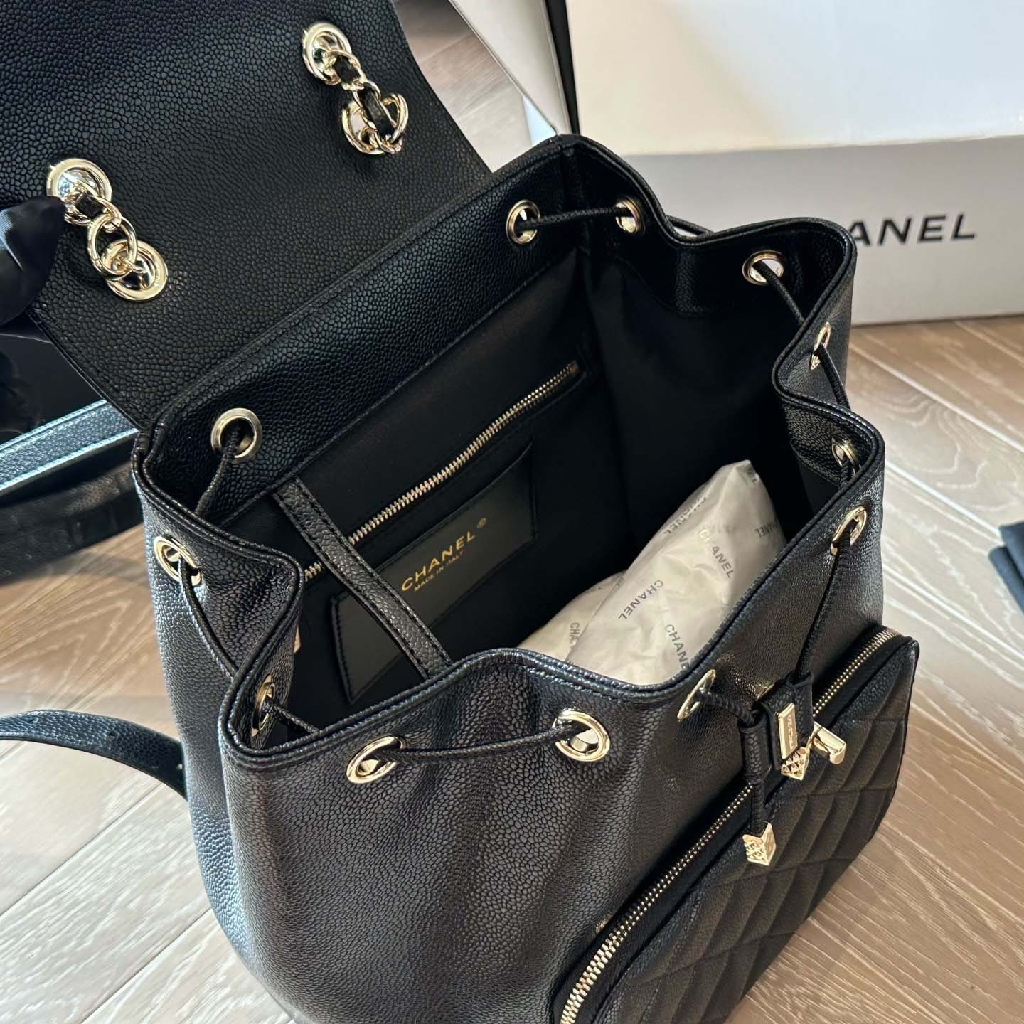 CHANEL CAVIAR QUILTED BUSINESS AFFINITY BACKPACK BLACK 20X17CM