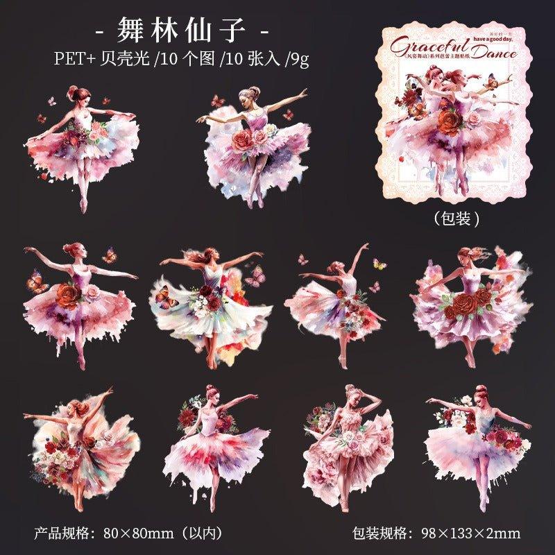 1132 Shell Light Stickers Attractive Dancing Series Ballet Theme