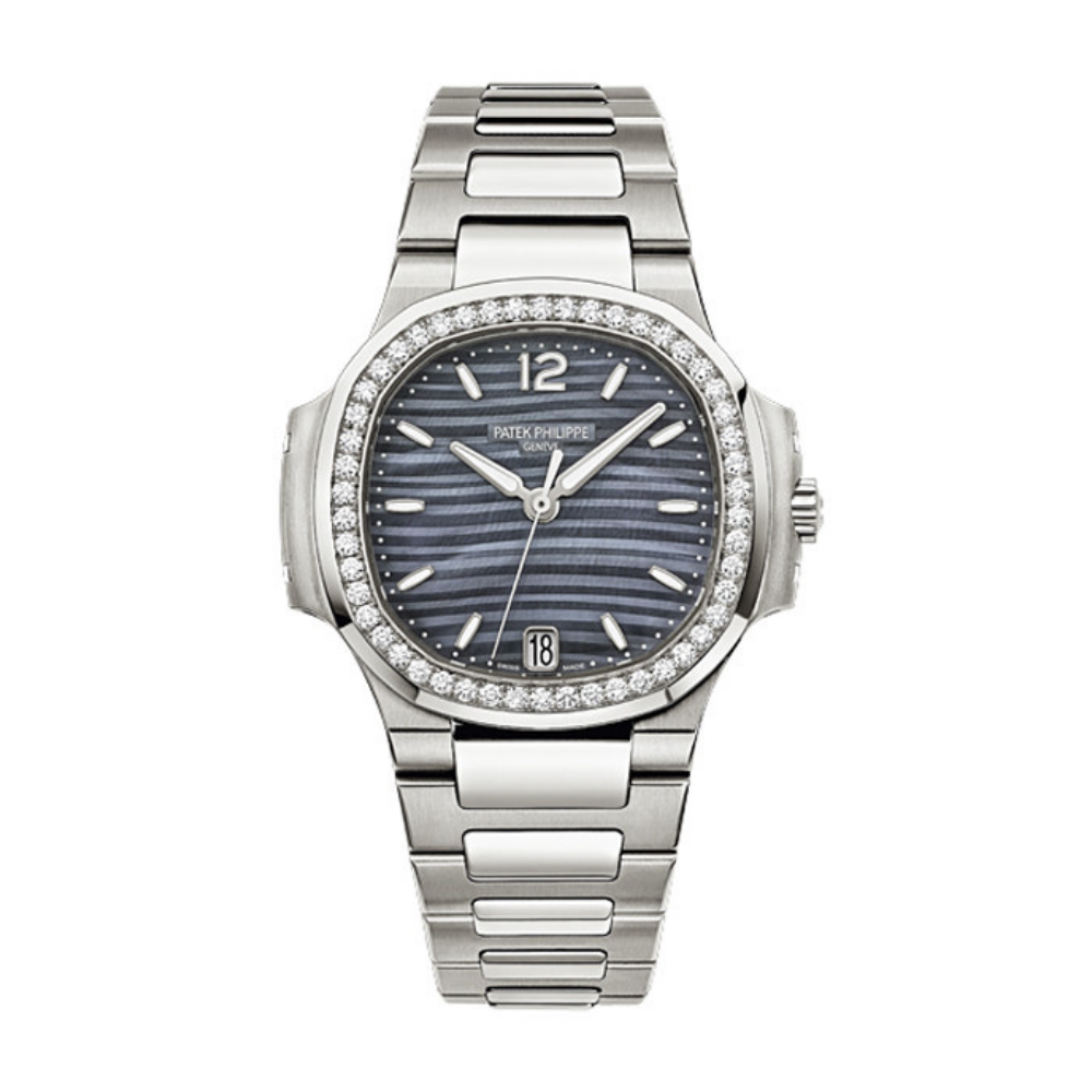 Patek Philippe Ladies' Nautilus Steel Blue Tinted Mother of Pearl Dial Diamond Bezel 7018/1A-010【1:1 Replica】