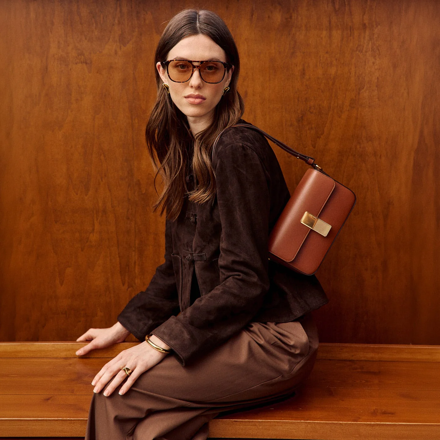 Monceau Baguette - Cuir Box Camel