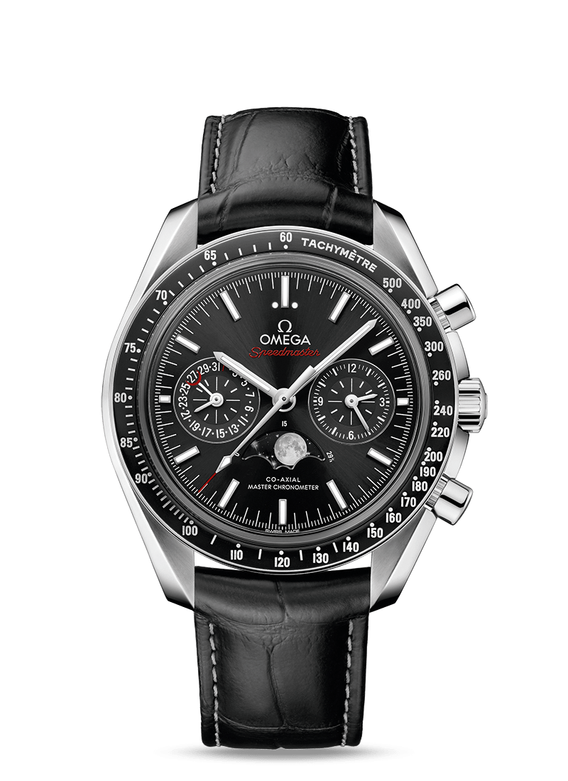 MOONPHASE CO‑AXIAL MASTER CHRONOMETER MOONPHASE CHRONOGRAPH 44.25 MM 304.33.44.52.01.001 FAVOURITES COMPARE Steel on Leather strap