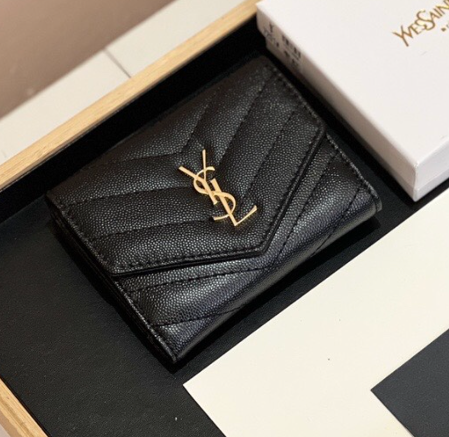YSL Classic Button Card Holder & Coin Wallet