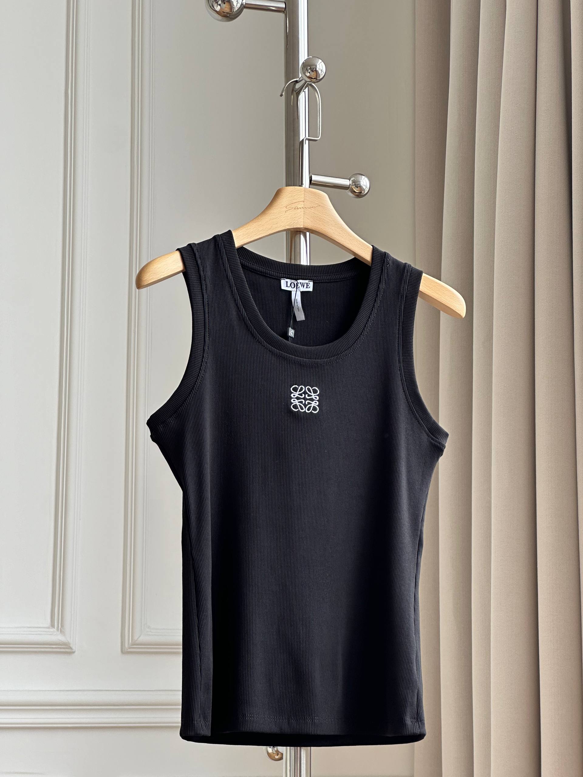 LOEWE Anagram Embroidered Ribbed Tank Top