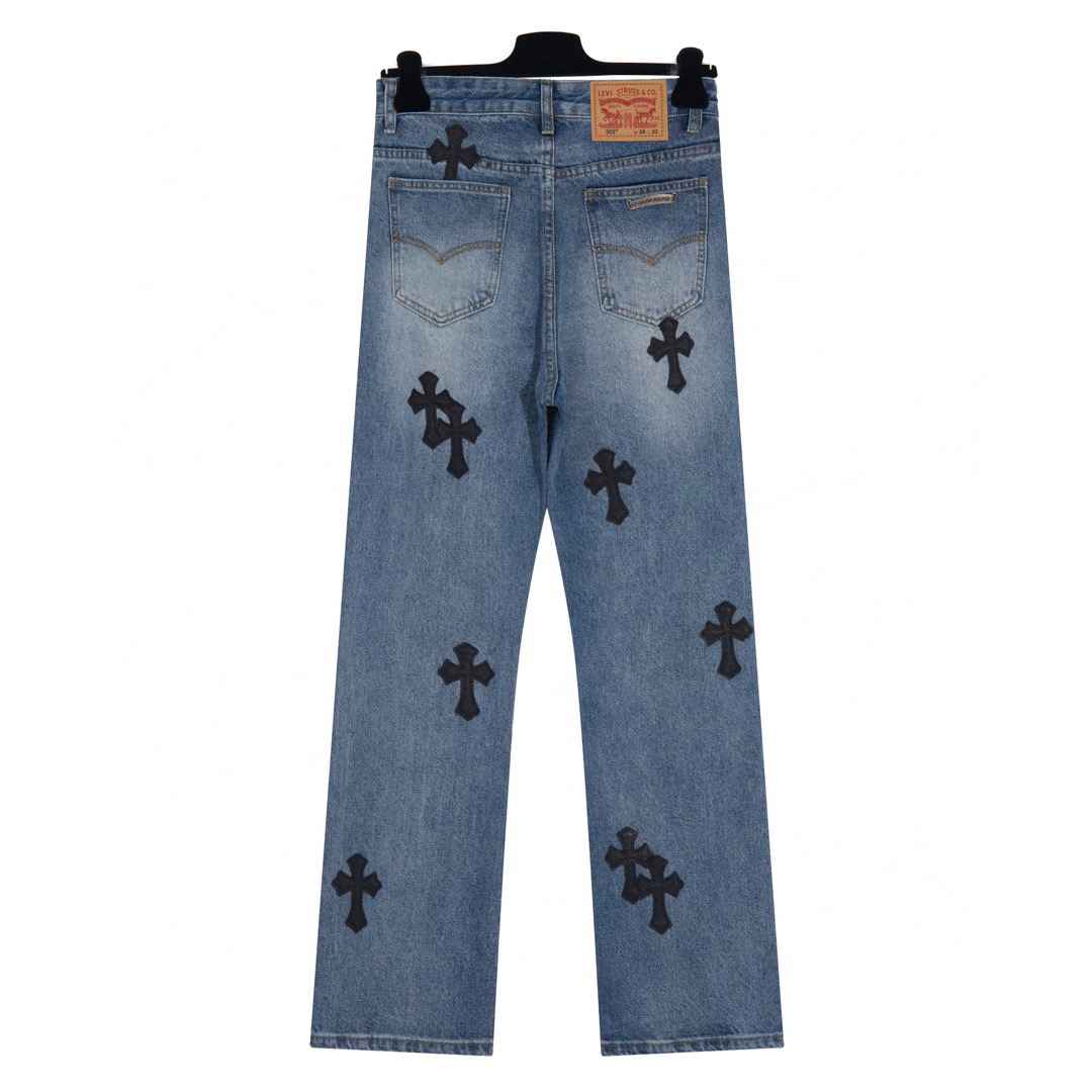 Chrome Hearts Black Cross Jeans Blue