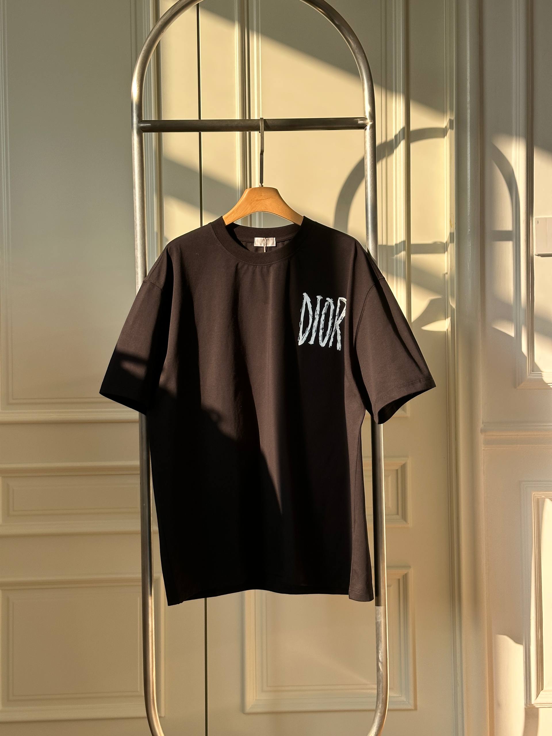 Dior Crew Neck Loose Short Sleeve T-Shirt with Graffiti DIOR Logo