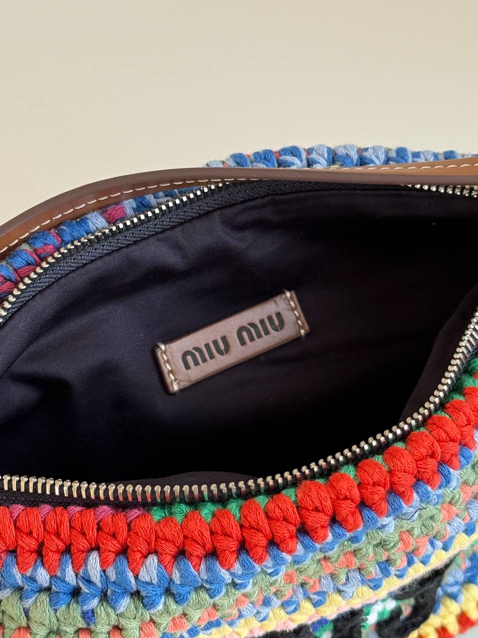 Miu Miu Logo Crochet Shoulder Bag