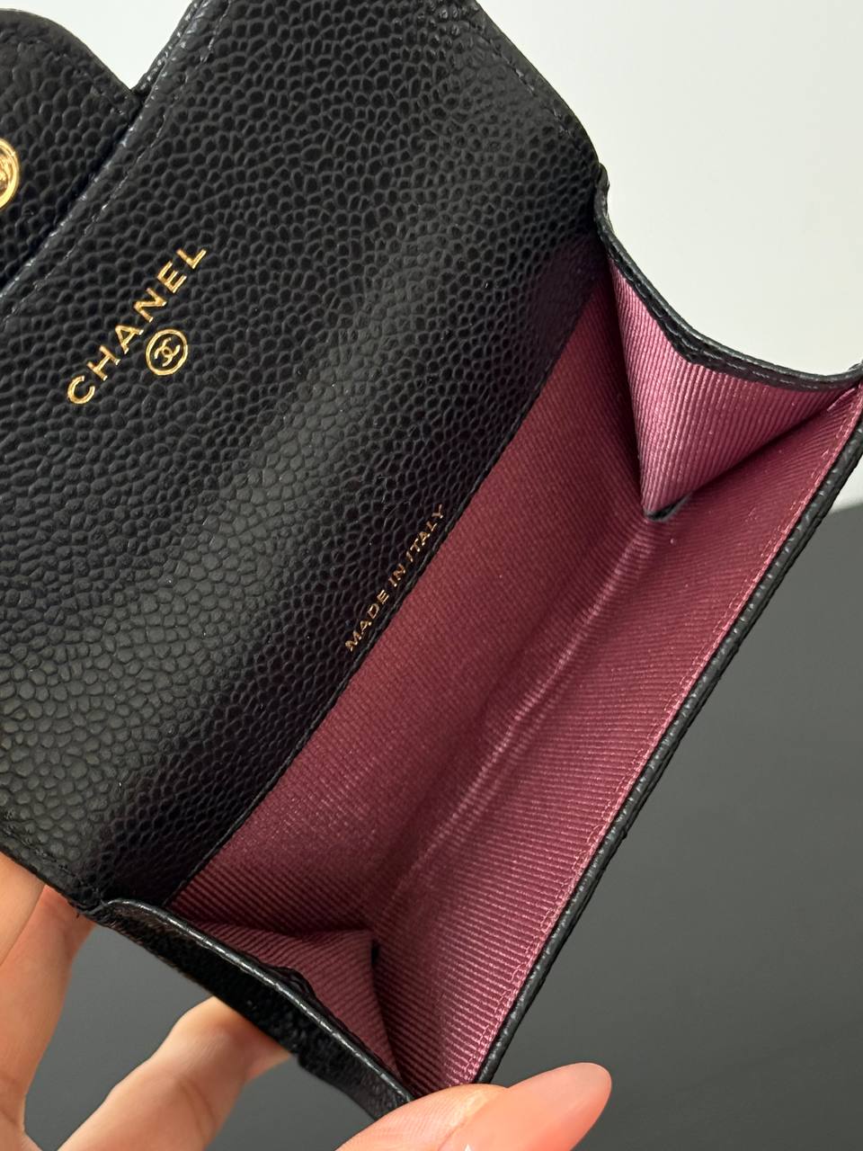 CHANEL Classic Flap Caviar Leather Compact Wallet