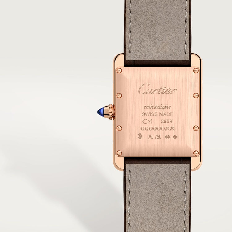 TANK LOUIS CARTIER WATCH Large model, hand-wound mechanical movement, rose gold, leather【1:1 Replica】