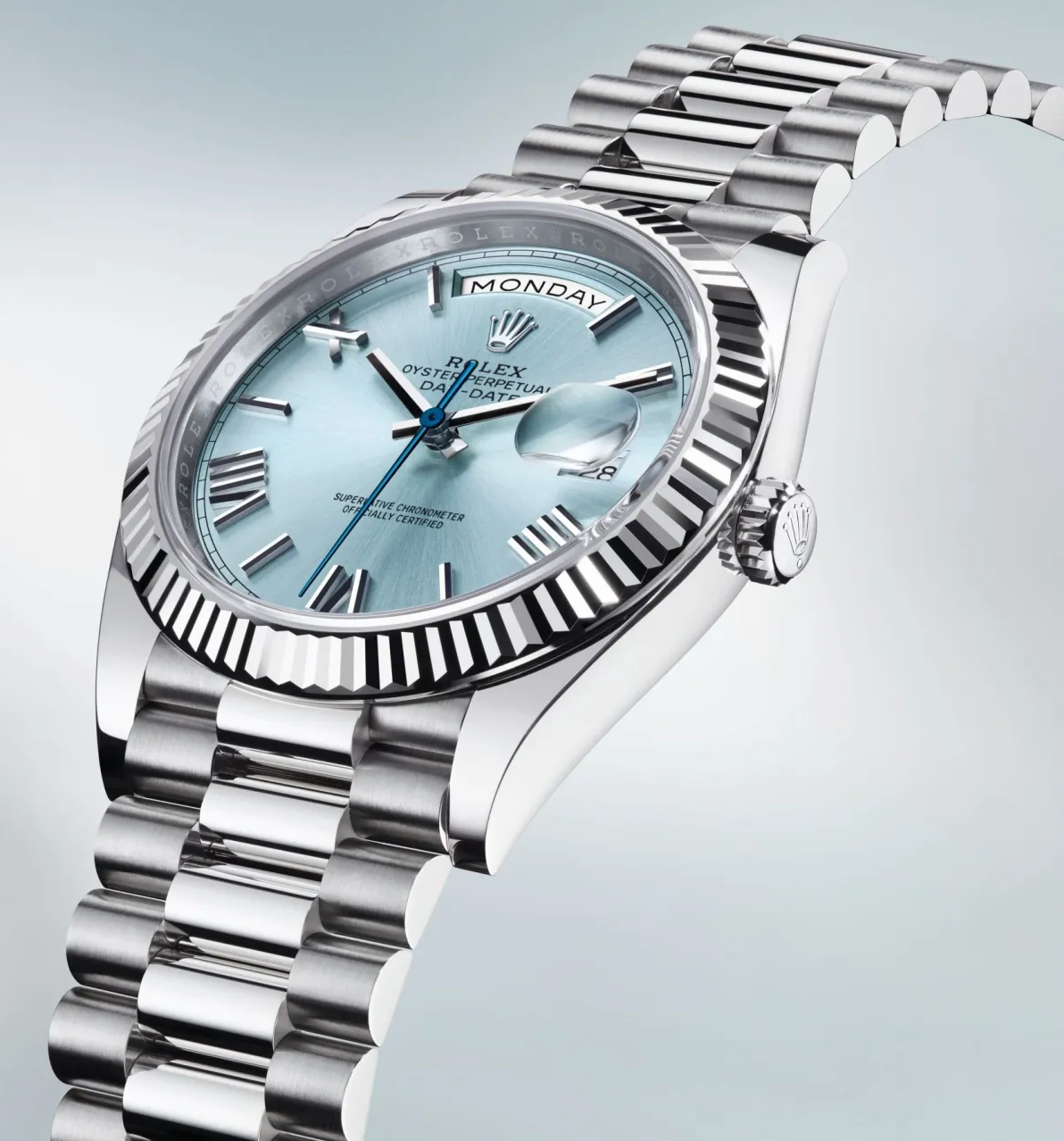 Rolex Oyster Perpetual Day-Date 40 in Platinum with Ice-Blue Dial Men's Watch 228236-0012【1:1 Replica】