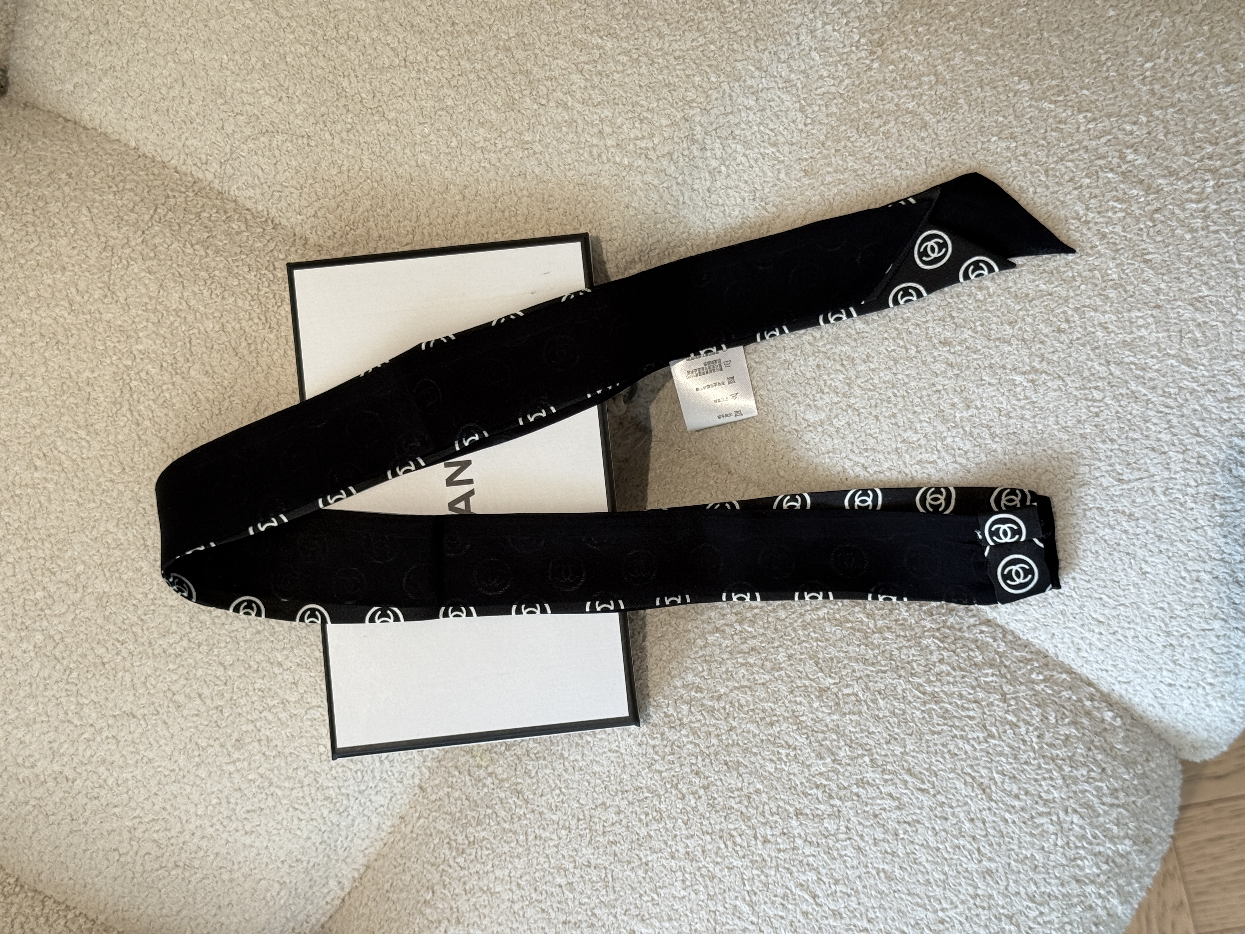 Chanel All-over Interlocking C Twilly Scarf
