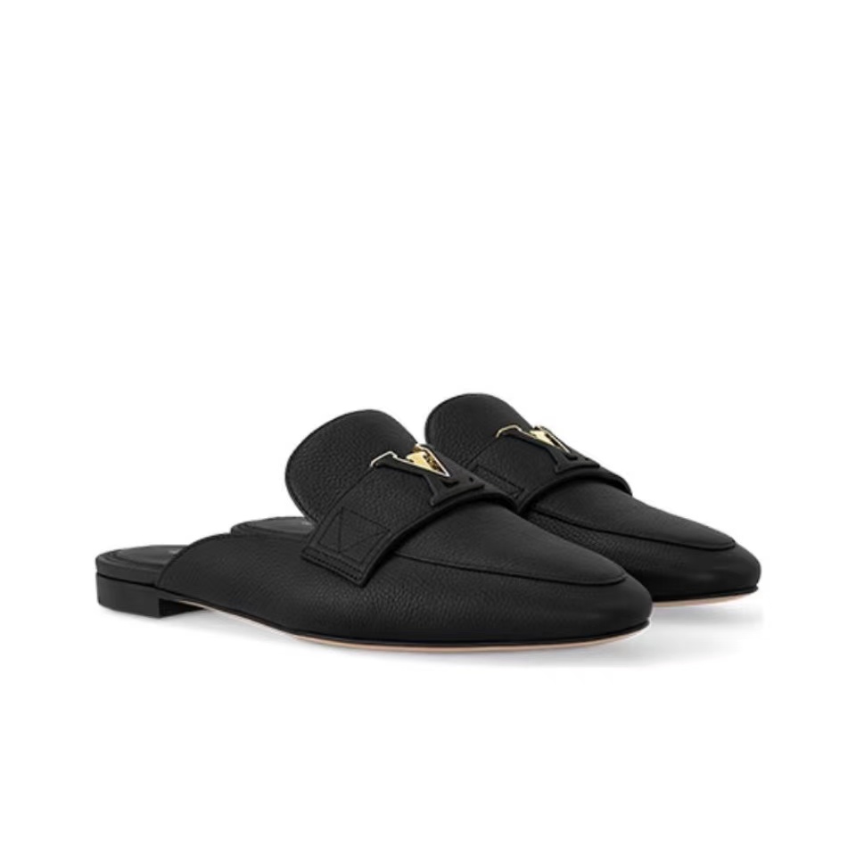 LV Leather Half-Pack Slingback Slide Sandals