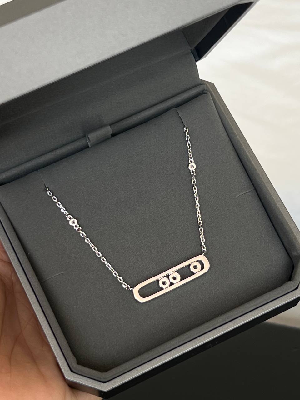 Messika Move Rectangular Three Moving Diamonds Necklace