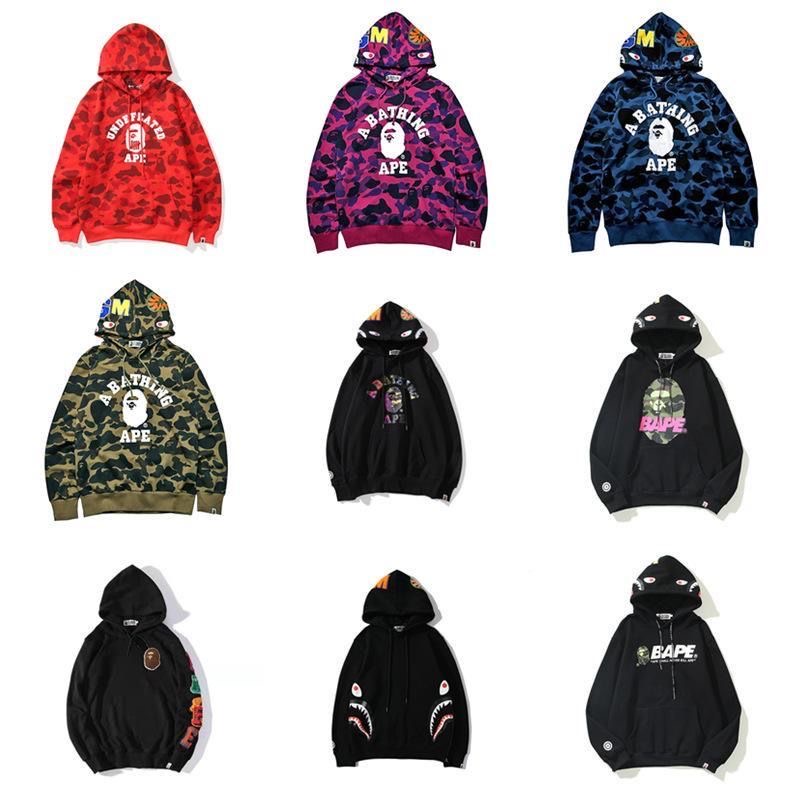 Embroidery hood with shark face hoodie