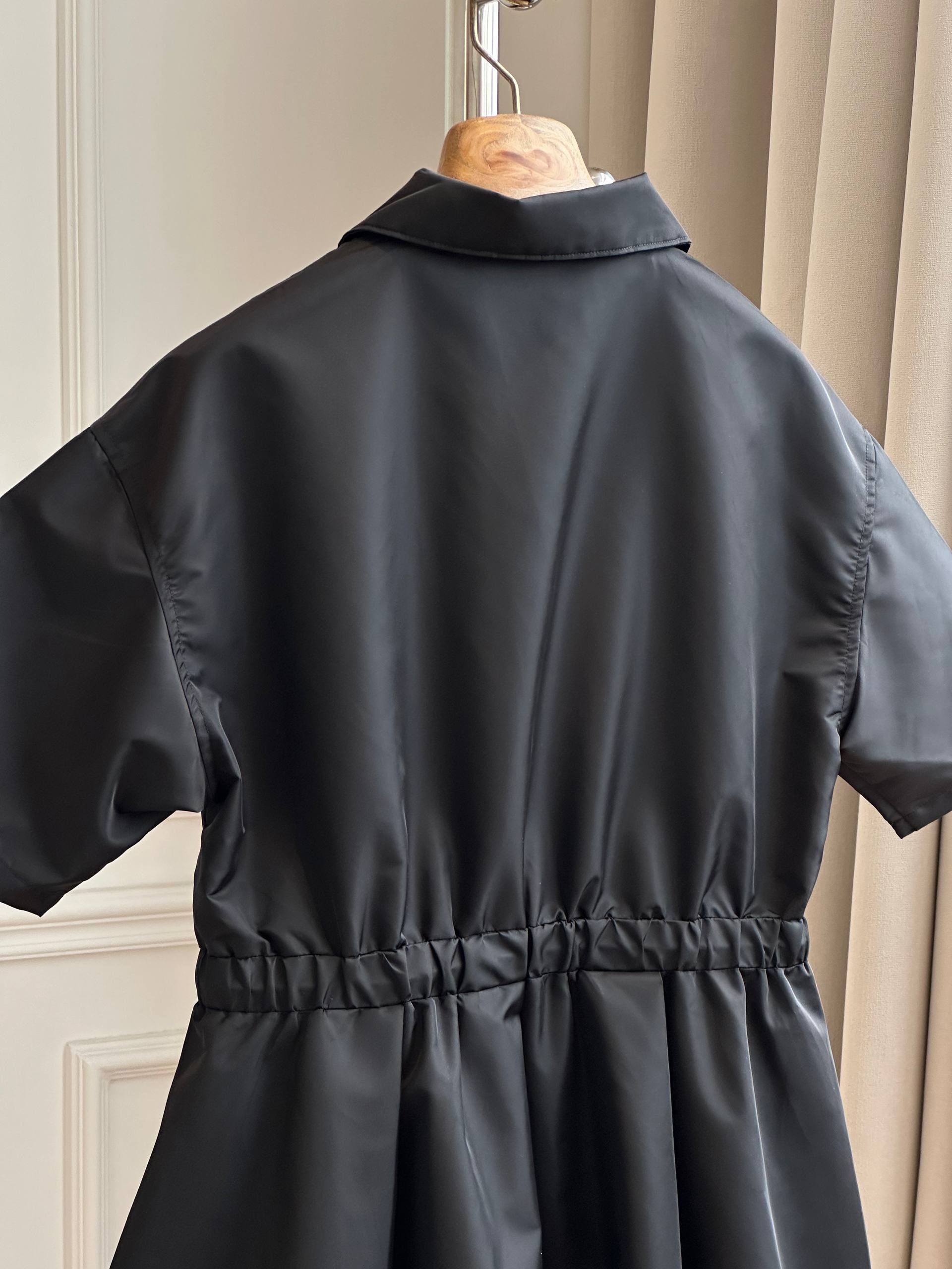 Prada Re-Nylon Drawstring Waist Shirt Dress