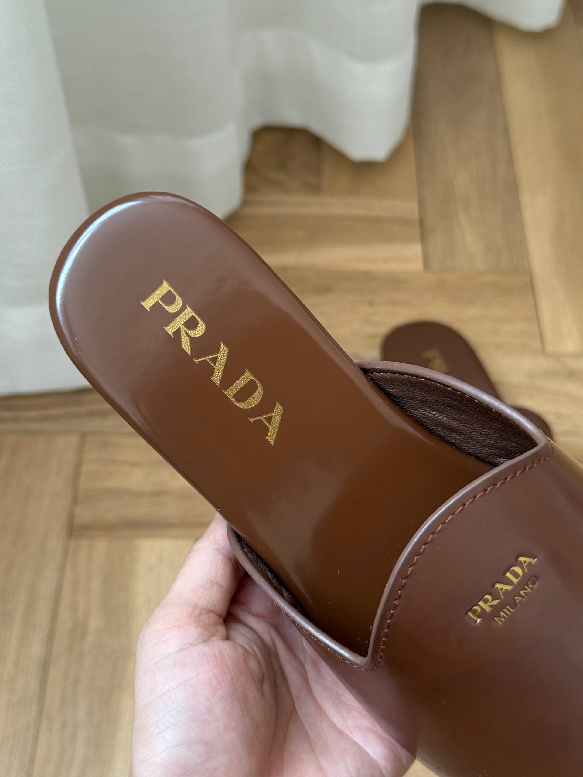 Prada Brushed Leather Mules