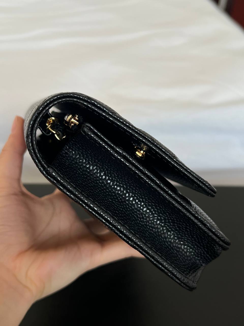 CHANEL Classic Quilted Caviar Leather Wallet On Chain (WOC)