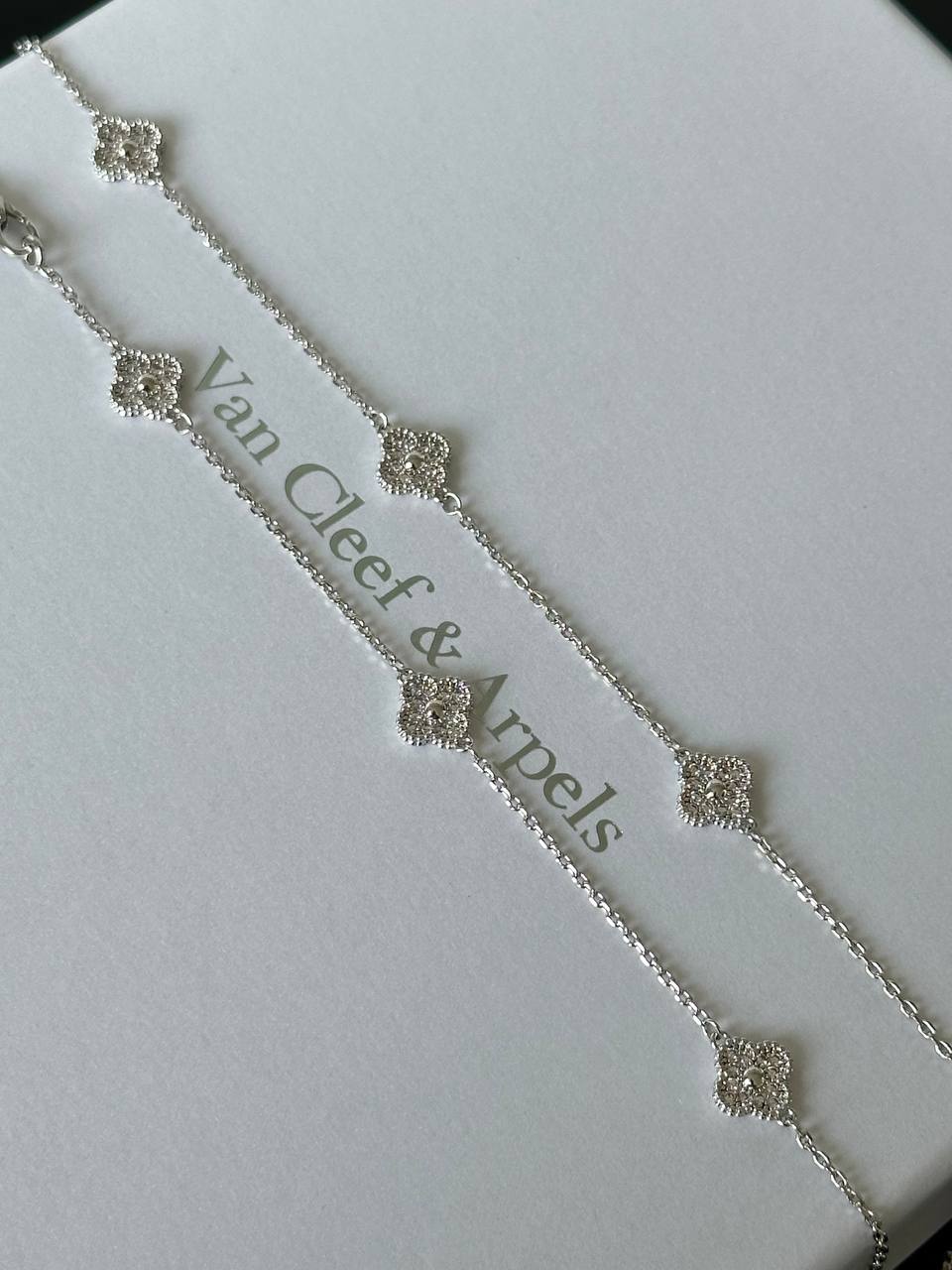 Van Cleef & Arpels Sweet Alhambra 10 Motifs Diamond Necklace, White Gold