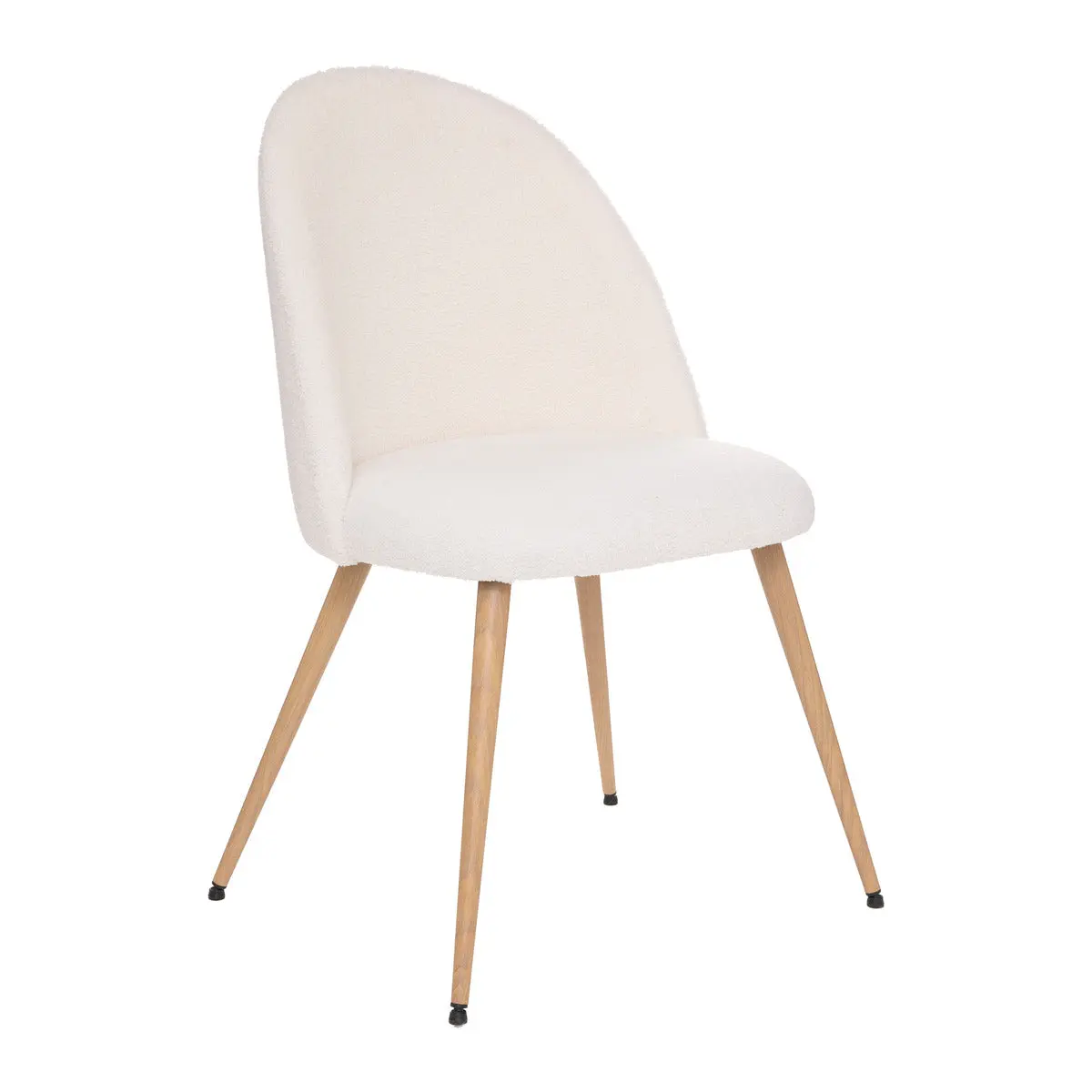 Chaise de Salle à Manger SLANO, pieds imitation chêne Bouclette, Blanc