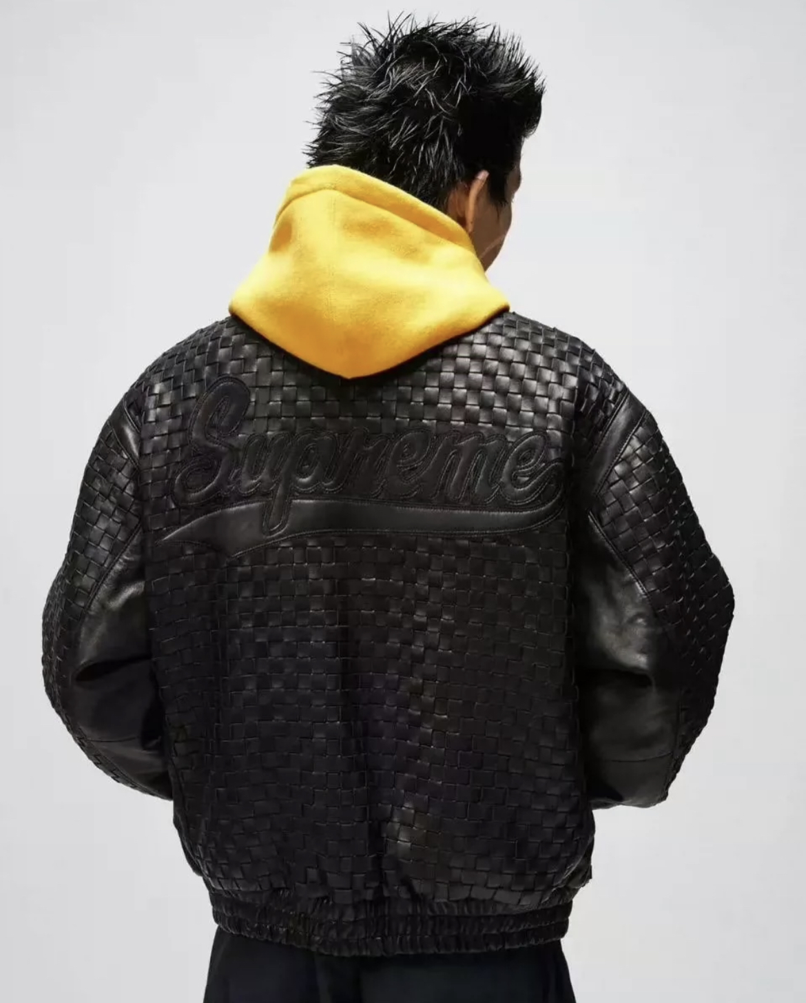 Supreme 23FW Checker Leather Jacket Black