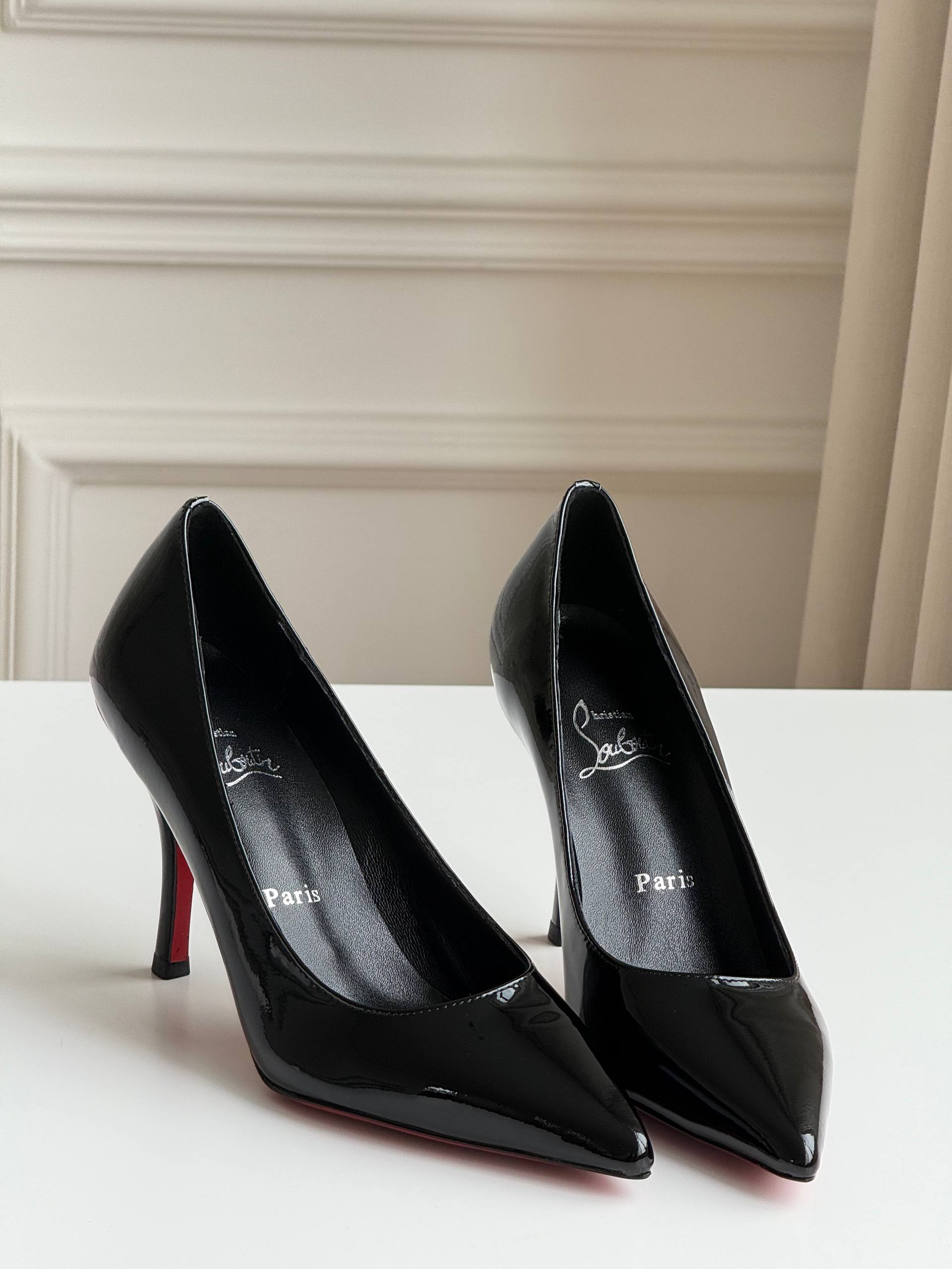 Christian Louboutin Pigalle Follies Patent Pointed Toe Red Sole Pumps