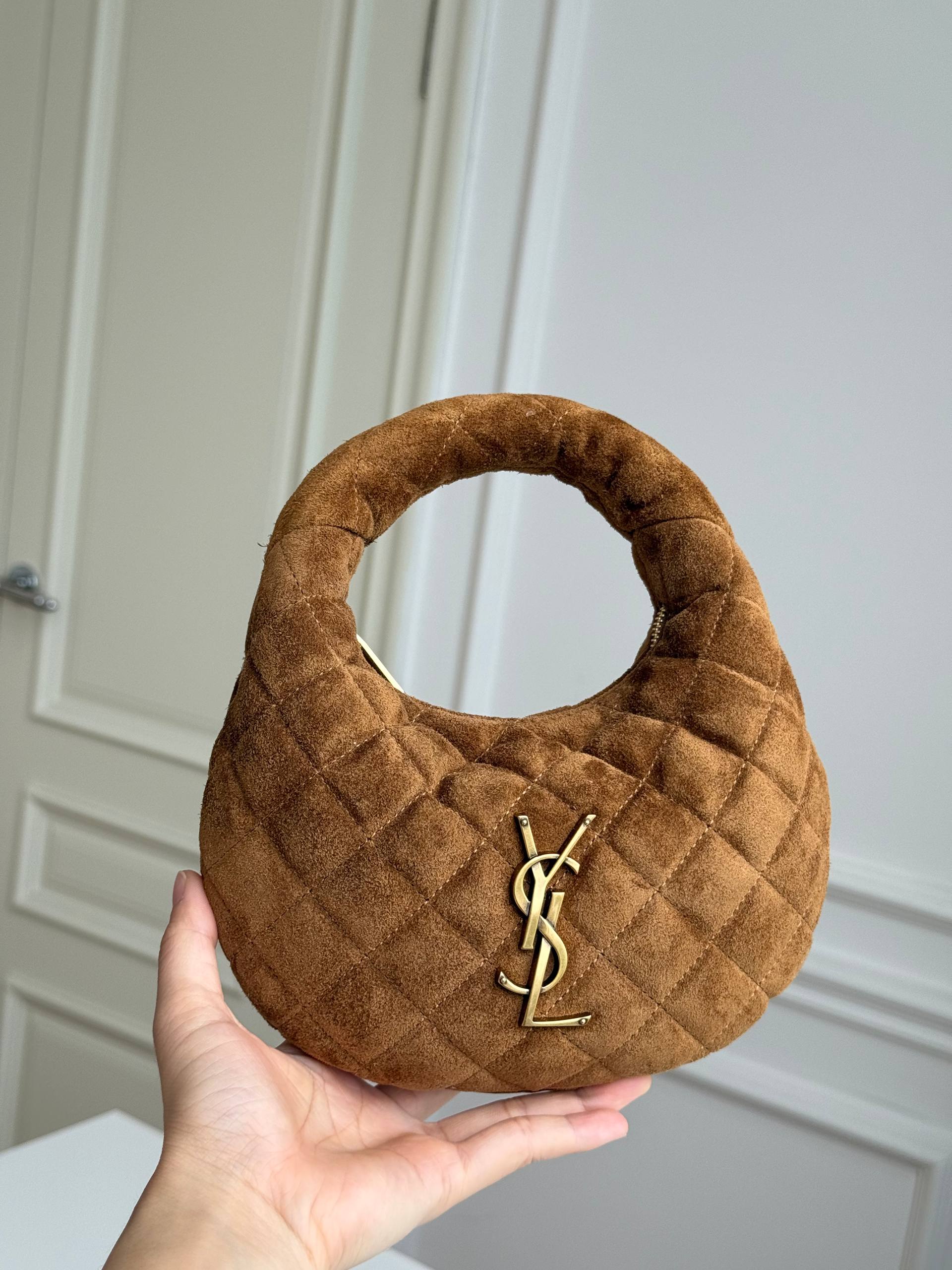 Saint Laurent Baby Icare Quilted Suede Mini Hobo Bag