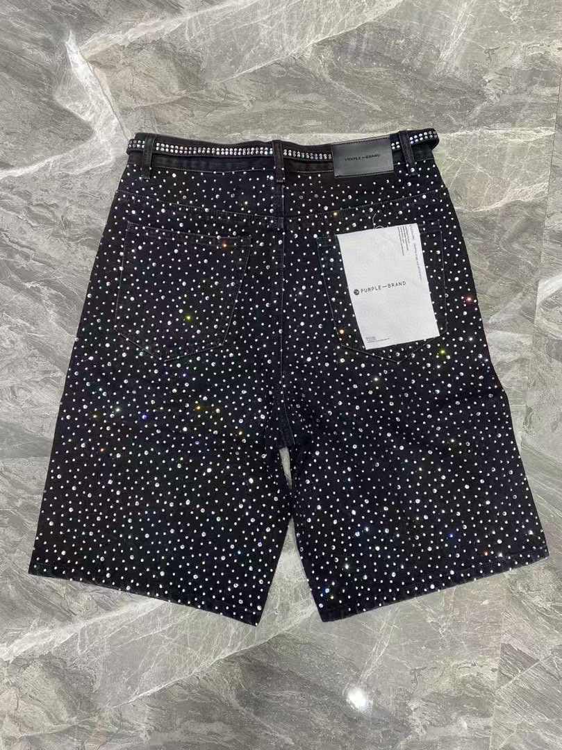 Purple Brand Full Diamond Shorts Black