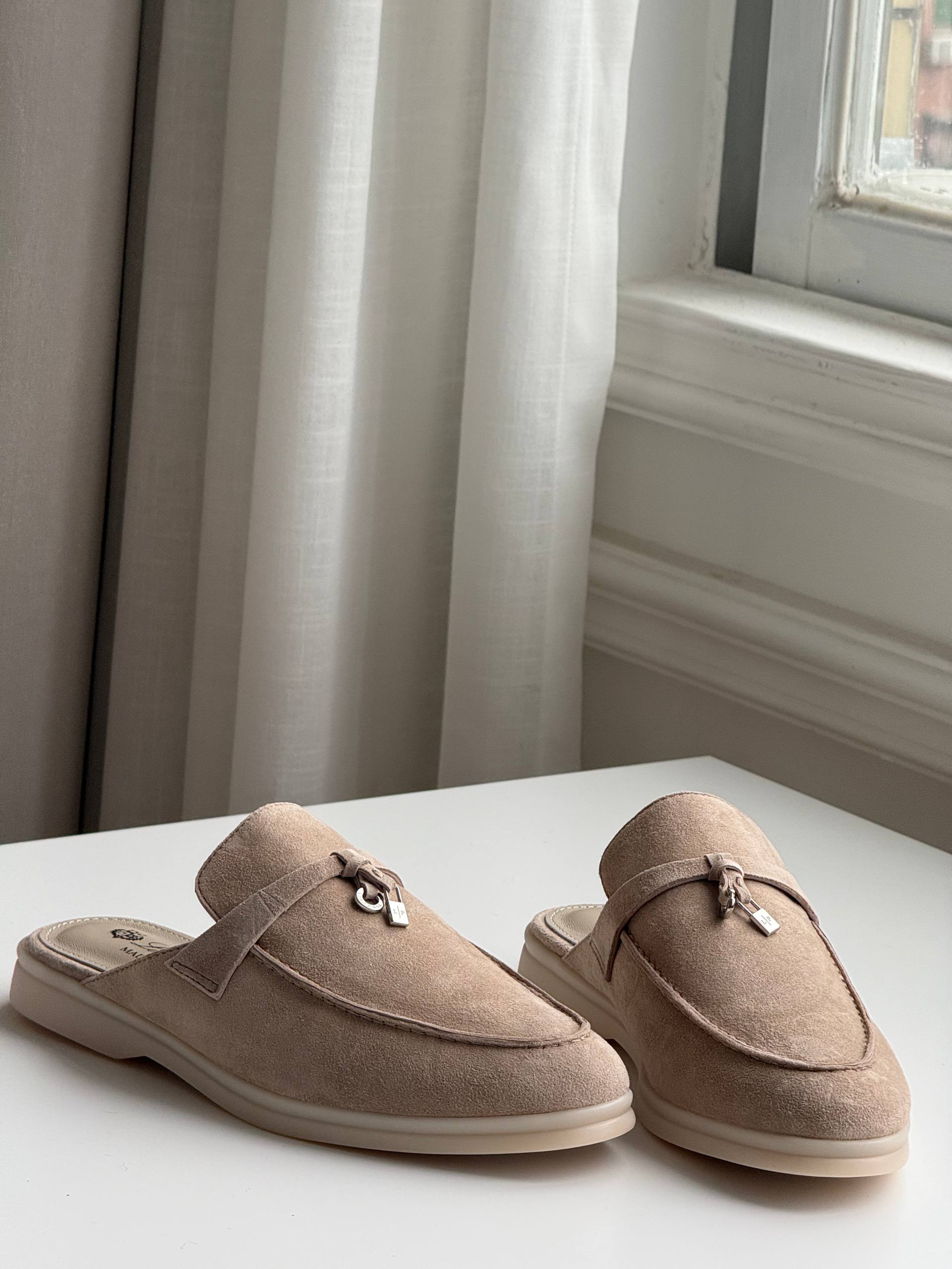 Loro Piana Suede Lock Detail Slip-On Mule Loafers