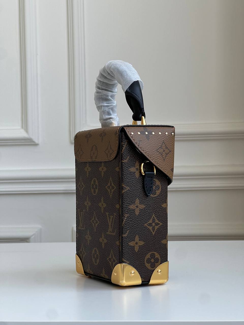 Louis Vuitton Camera Box Reverse Monogram Rivet Trunk Handbag Crossbody Bag