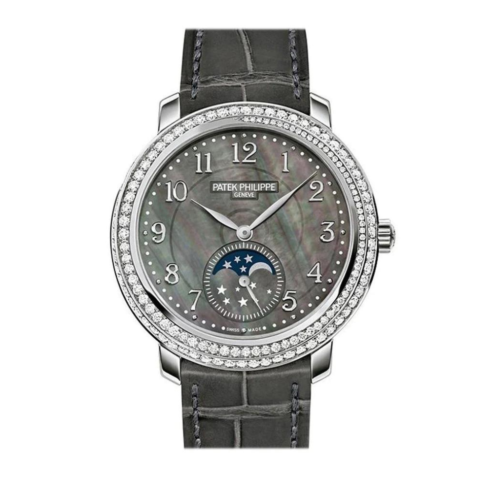 Patek Philippe Complications Moon Phase White Gold Black Tahitian Mother of Pearl Diamond 4968G-001【1:1 Replica】