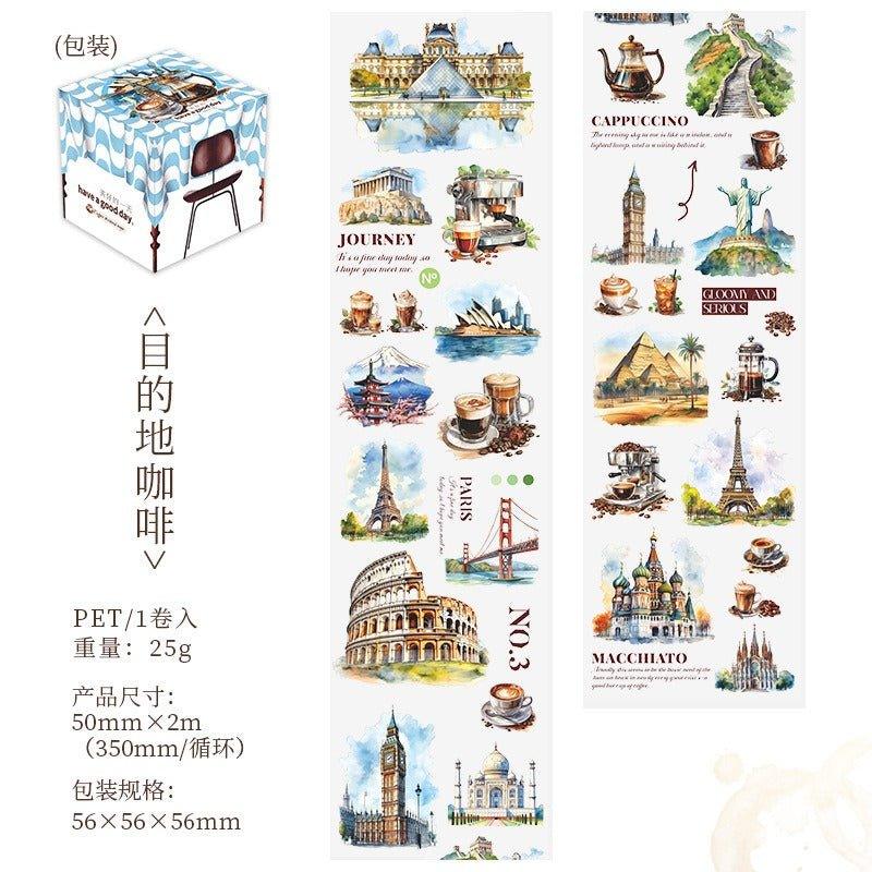 3030 Coffee-themed matte PET tape