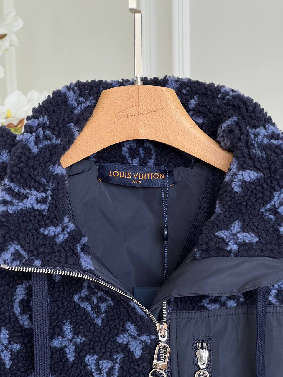 Louis Vuitton Navy Monogram Printed Fleece Hooded Jacket