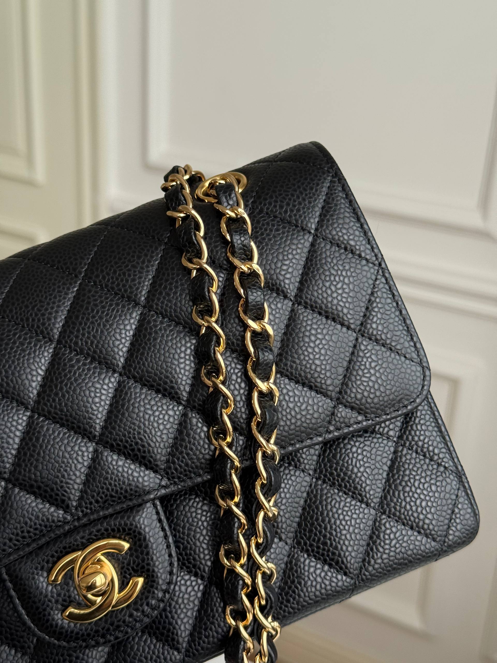 Chanel Medium Classic Flap Black Caviar Leather Gold Hardware Bag