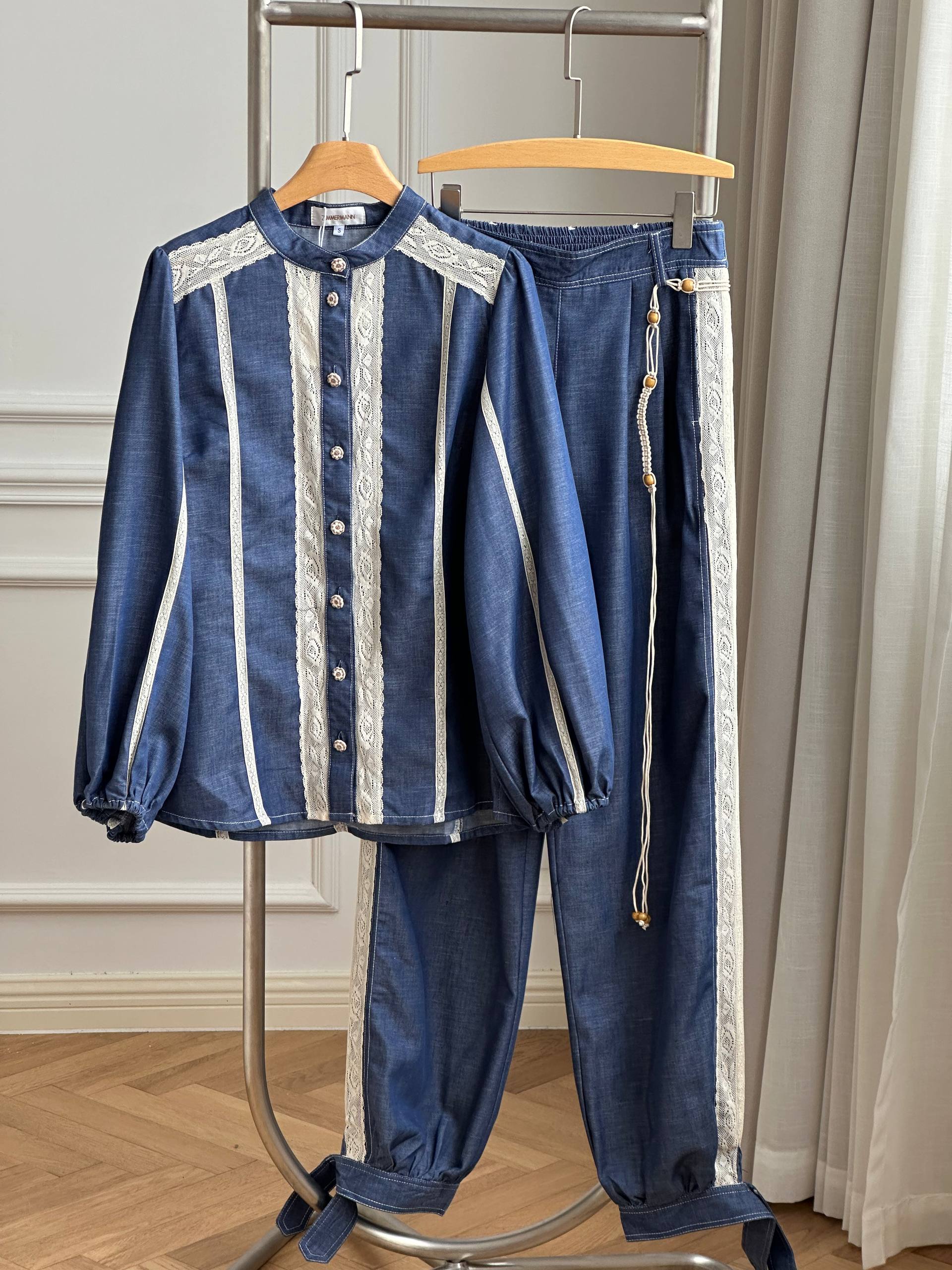 ZIMMERMANN Awaken Collection Lace-Trimmed Denim Co-ord Set