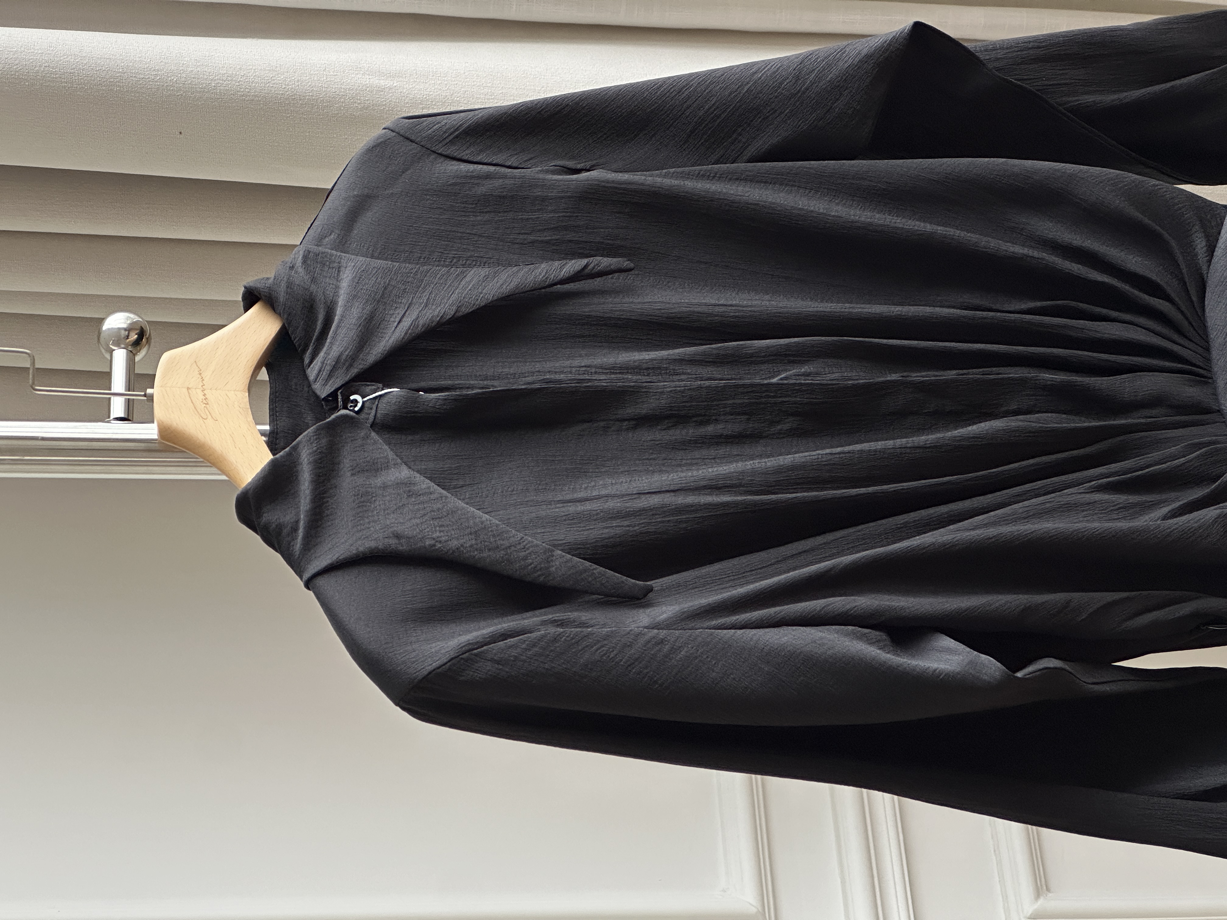 French Style Pointed Collar Ruched Ruffle Shirt Mini Dress