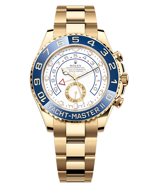 Rolex Yachtmaster II 44, 18k Yellow Gold, White Arabic Dial, Oyster Bracelet Mens Watch 116688-0002【1:1 Replica】
