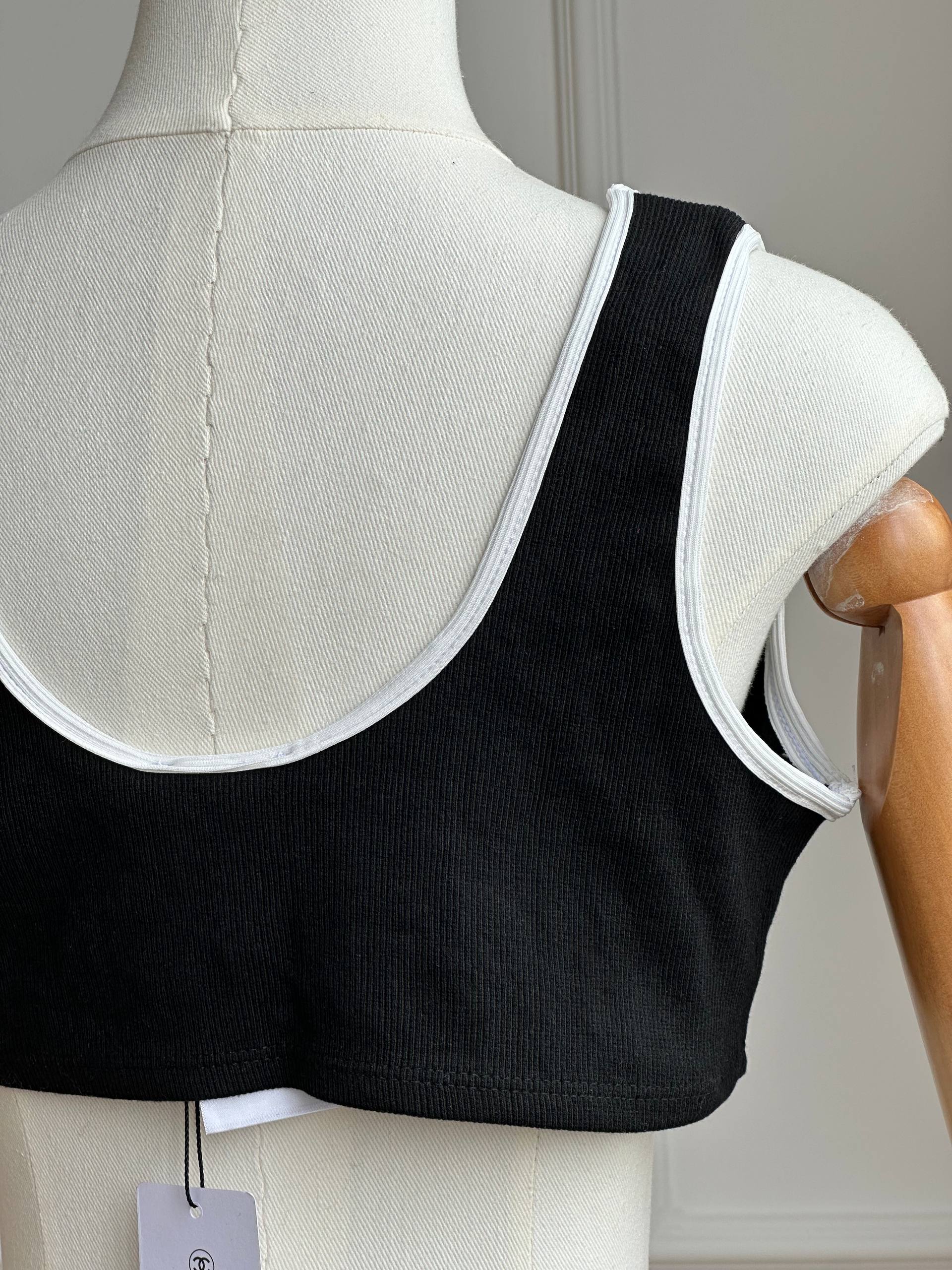 Chanel Black and White Contrast Rib-Knit Two-Piece Set