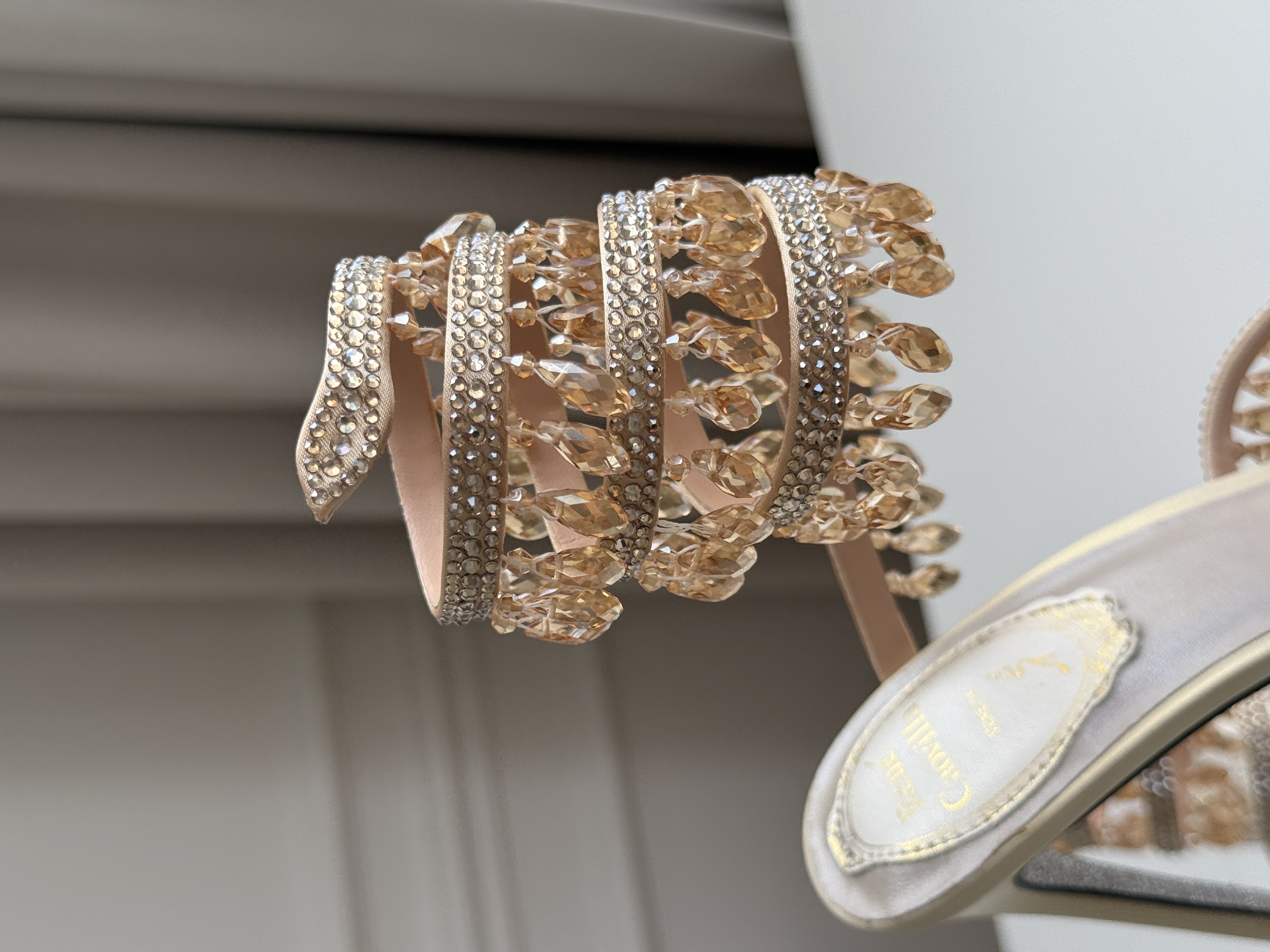 René Caovilla Chandelier Crystal Snake Sandals